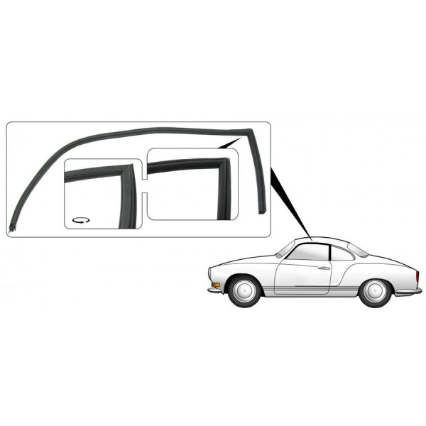Türscheibendichtung links Stück VW Karmann Ghia 08.71-07.74 vergl. 143845211B